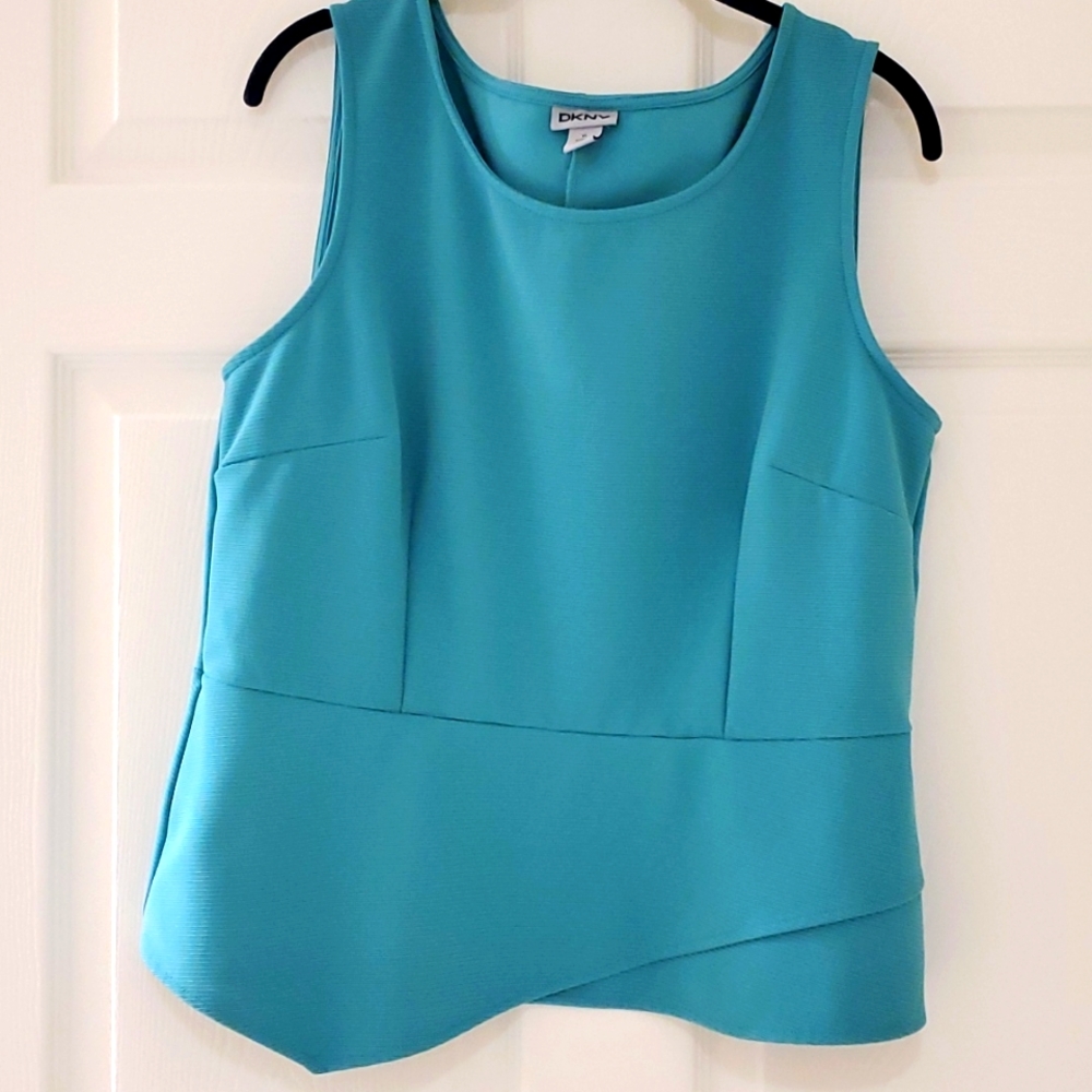 DKNY Aqua Sleveless Peplum Top